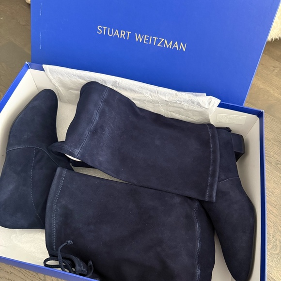 NWT Stuart Weitzman Navy Blue Genna City 25 Suede Over-Knee Boot W9/40 - Picture 7 of 9